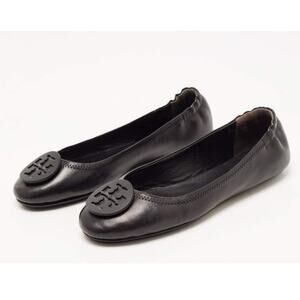 Tory Burch Women's Travel Ballet Flats Shoes Logo Decoration Black Size 7.5‎